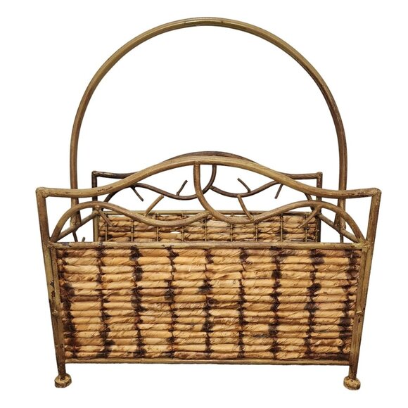 Accents | Vintage Rustic Cabin Antler Magazine Rack Woodsey Metal ...